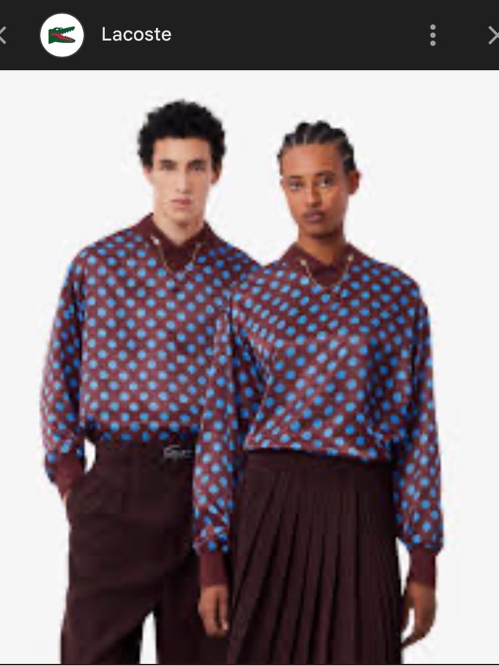 Lacoste Paris Tennis Print Blouse XS Rare Designer Top Brown Blue NWT